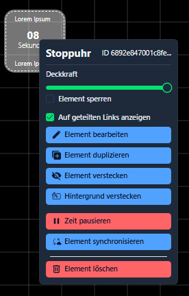 Contextmenü für Stopuhr