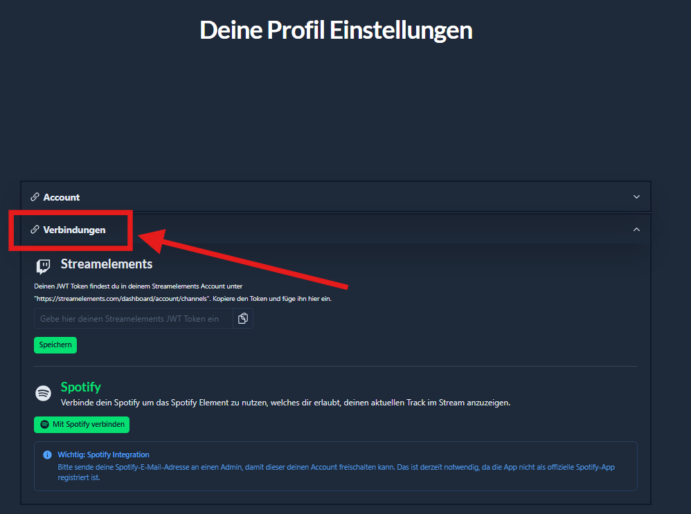 Verbindungs Menü Wo